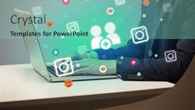  Presentation with surfing - PPT theme having hand-surfing-on-the-social background and a seafoam green colored foreground