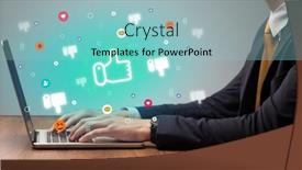  Presentation with surfing - PPT theme featuring hand-surfing-on-the-social background and a light blue colored foreground