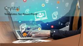  Presentation with surfing - Theme having hand-surfing-on-the-social background and a light blue colored foreground