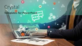  Presentation with surfing - Presentation theme enhanced with hand-surfing-on-the-social background and a seafoam green colored foreground