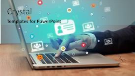  Presentation with surfing - Presentation theme featuring hand-surfing-on-the-social background and a seafoam green colored foreground