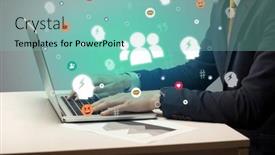  Presentation with surfing - Presentation design enhanced with hand-surfing-on-the-social background and a seafoam green colored foreground