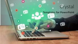  Presentation with surfing - PPT layouts having hand-surfing-on-the-social background and a seafoam green colored foreground