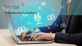  Presentation with surfing - Slide set consisting of hand-surfing-on-the-social background and a light blue colored foreground