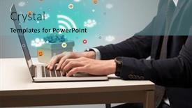  Presentation with surfing - Presentation theme consisting of hand-surfing-on-the-social background and a light blue colored foreground