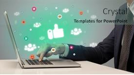  Presentation with surfing - Presentation design with hand-surfing-on-the-social background and a mint green colored foreground