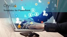  Presentation with surfing - Presentation theme having hand-surfing-on-the-social background and a light blue colored foreground