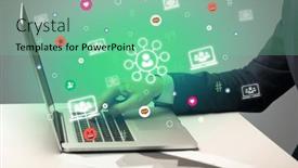  Presentation with surfing - PPT theme with hand-surfing-on-the-social background and a seafoam green colored foreground