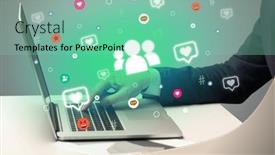  Presentation with surfing - Presentation theme featuring hand-surfing-on-the-social background and a seafoam green colored foreground