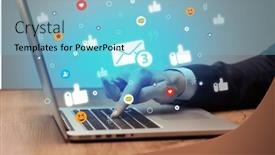  Presentation with surfing - Presentation consisting of hand-surfing-on-the-social background and a light blue colored foreground