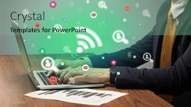  Presentation with surfing - PPT layouts consisting of hand-surfing-on-the-social background and a seafoam green colored foreground