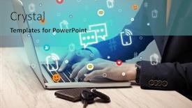  Presentation with surfing - PPT theme consisting of hand-surfing-on-the-social background and a seafoam green colored foreground