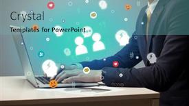  Presentation with surfing - PPT theme enhanced with hand-surfing-on-the-social background and a seafoam green colored foreground