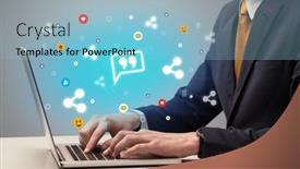  Presentation with surfing - Presentation design enhanced with hand-surfing-on-the-social background and a light blue colored foreground