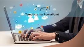  Presentation with surfing - Presentation theme enhanced with hand-surfing-on-the-social background and a light blue colored foreground