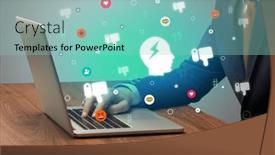  Presentation with surfing - Presentation theme featuring hand-surfing-on-the-social background and a seafoam green colored foreground