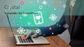  Presentation with surfing - Presentation design consisting of hand-surfing-on-the-social background and a seafoam green colored foreground