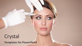  Presentation with surgery - PPT layouts consisting of hand surgery - beautiful woman gets injection background and a lemonade colored foreground