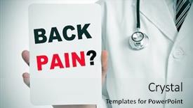  Presentation with back pain - Colorful theme enhanced with hand surgery - doctor showing a signboard backdrop and a sky blue colored foreground