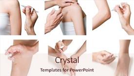  Presentation with injection - Beautiful presentation theme featuring hand surgery - intra-articular injection backdrop and a lemonade colored foreground