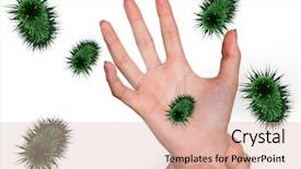  Presentation with virus - Presentation theme featuring hand surrounded by virus background and a lemonade colored foreground