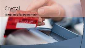  Presentation with credit card - Presentation having hand swiping credit card background and a coral colored foreground