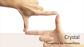  Presentation with frame - Audience pleasing theme consisting of hand symbol that means frame backdrop and a coral colored foreground