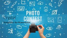  Presentation with digital - Beautiful PPT layouts featuring hand-taking-picture-with-digital backdrop and a teal colored foreground