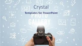  Presentation with gallery - Theme with hand-taking-picture-with-digital background and a sky blue colored foreground