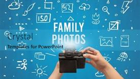  Presentation with digital - Presentation theme consisting of hand-taking-picture-with-digital background and a teal colored foreground