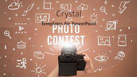  Presentation with digital - Presentation theme enhanced with hand-taking-picture-with-digital background and a coral colored foreground