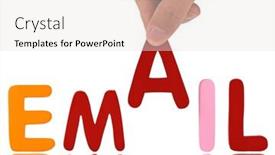  Presentation with email - PPT theme featuring hand taking word email isolated background and a light gray colored foreground