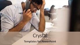  Presentation with head - Amazing slide set having hand talking on land line backdrop and a  colored foreground