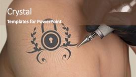  Presentation with colorful hand prints - Slide set having hand tattooing colorful communication leadership background and a  colored foreground