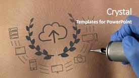  Presentation with colorful hand prints - Colorful slides enhanced with hand tattooing colorful communication leadership backdrop and a  colored foreground