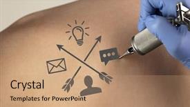  Presentation with colorful hand prints - PPT theme with hand tattooing colorful communication leadership background and a  colored foreground