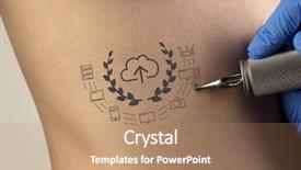  Presentation with colorful hand prints - Amazing slide set having hand tattooing colorful communication leadership backdrop and a coral colored foreground