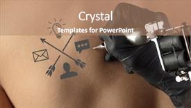  Presentation with colorful hand prints - Colorful slide set enhanced with hand tattooing colorful communication leadership backdrop and a coral colored foreground