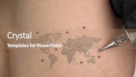 Presentation with concept - Beautiful PPT theme featuring hand tattooing colourful traveling concept backdrop and a coral colored foreground