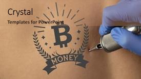  Presentation with money - Colorful presentation theme enhanced with hand tattooing money and currency backdrop and a coral colored foreground