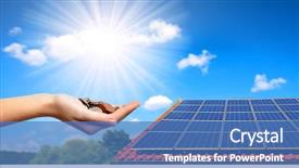  Presentation with energy solar - Slide deck featuring hand the concept of money background and a teal colored foreground