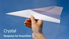  Presentation with paper boat children play - PPT theme featuring hand throwing a paper plane background and a  colored foreground