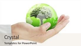  Presentation with world - Amazing presentation theme having protecting environment - hand to protect the world backdrop and a lemonade colored foreground