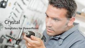  Presentation with drill - PPT theme featuring mechanic using a drill background and a light gray colored foreground