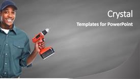  Presentation with drill - Slides enhanced with american enterprise - worker man with hammer background and a gray colored foreground