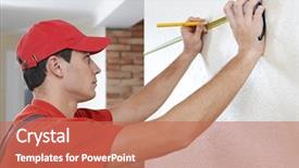  Presentation with handyman - Amazing PPT theme having tradesman - young professional handyman worker backdrop and a  colored foreground