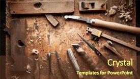  Presentation with wood tools - Cool new PPT theme with hand tools wood drill jig backdrop and a tawny brown colored foreground
