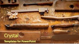  Presentation with chisel - Cool new presentation theme with hand tools wood drill jig backdrop and a tawny brown colored foreground