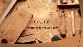  Presentation with chisel - Presentation theme featuring hand-tools-wood-drill-jig background and a coral colored foreground