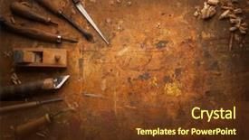  Presentation with chisel - Beautiful PPT theme featuring hand tools wood drill jig backdrop and a tawny brown colored foreground